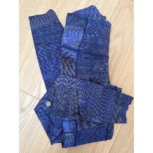Lululemon Athletica Wunder Under Leggings Full Length Size 4 Blue Pattern